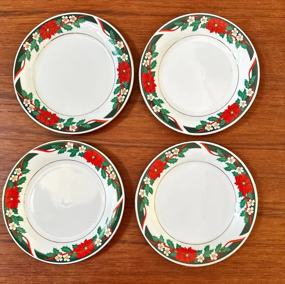 4 TIENSHAN Deck the Hall Fine China 7 1/2